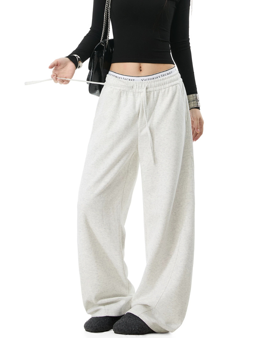 Draped Wide Fit Sweat Trousers