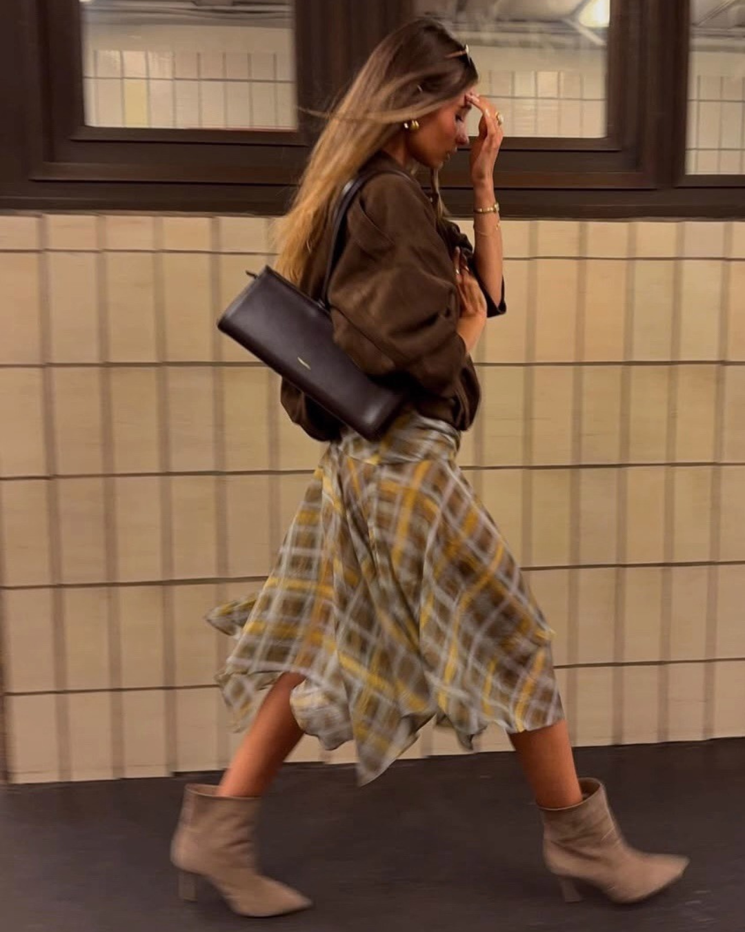 Drift Check Midi Skirt