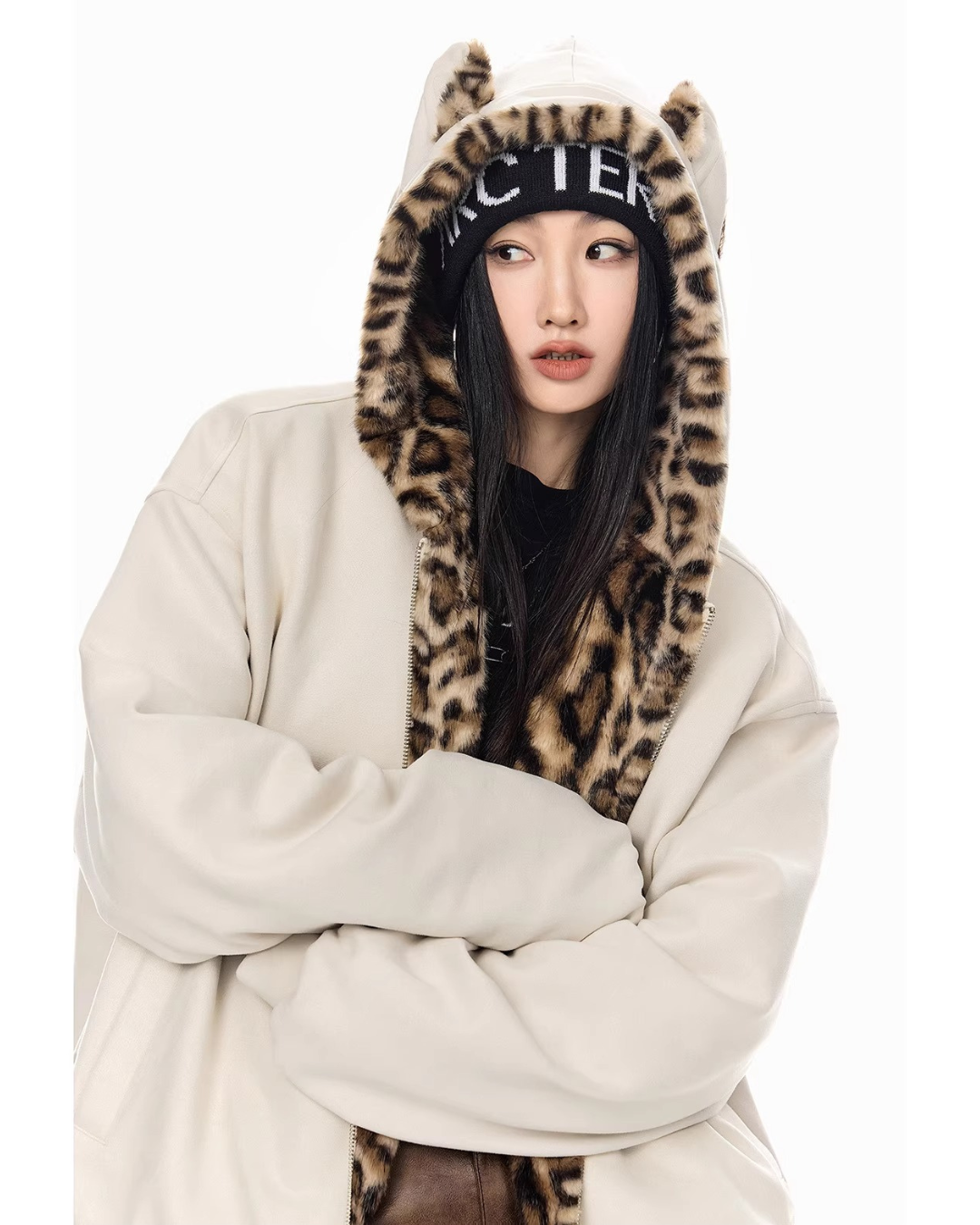 Leopard Lined Teddy Hoodie