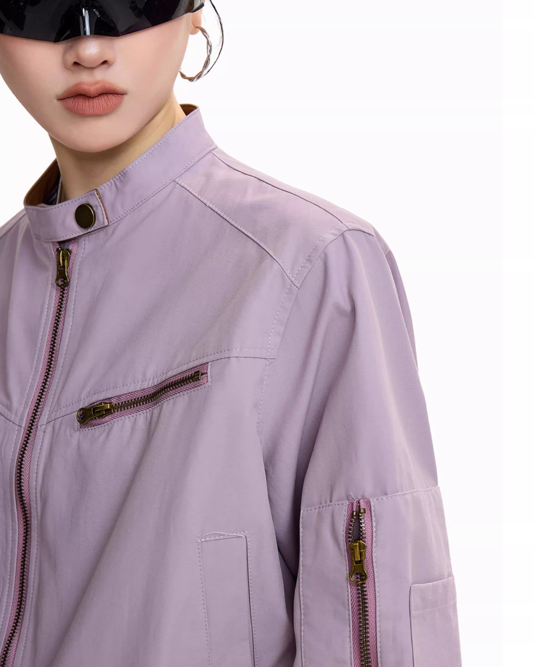 Contrast Lining Moto Jacket