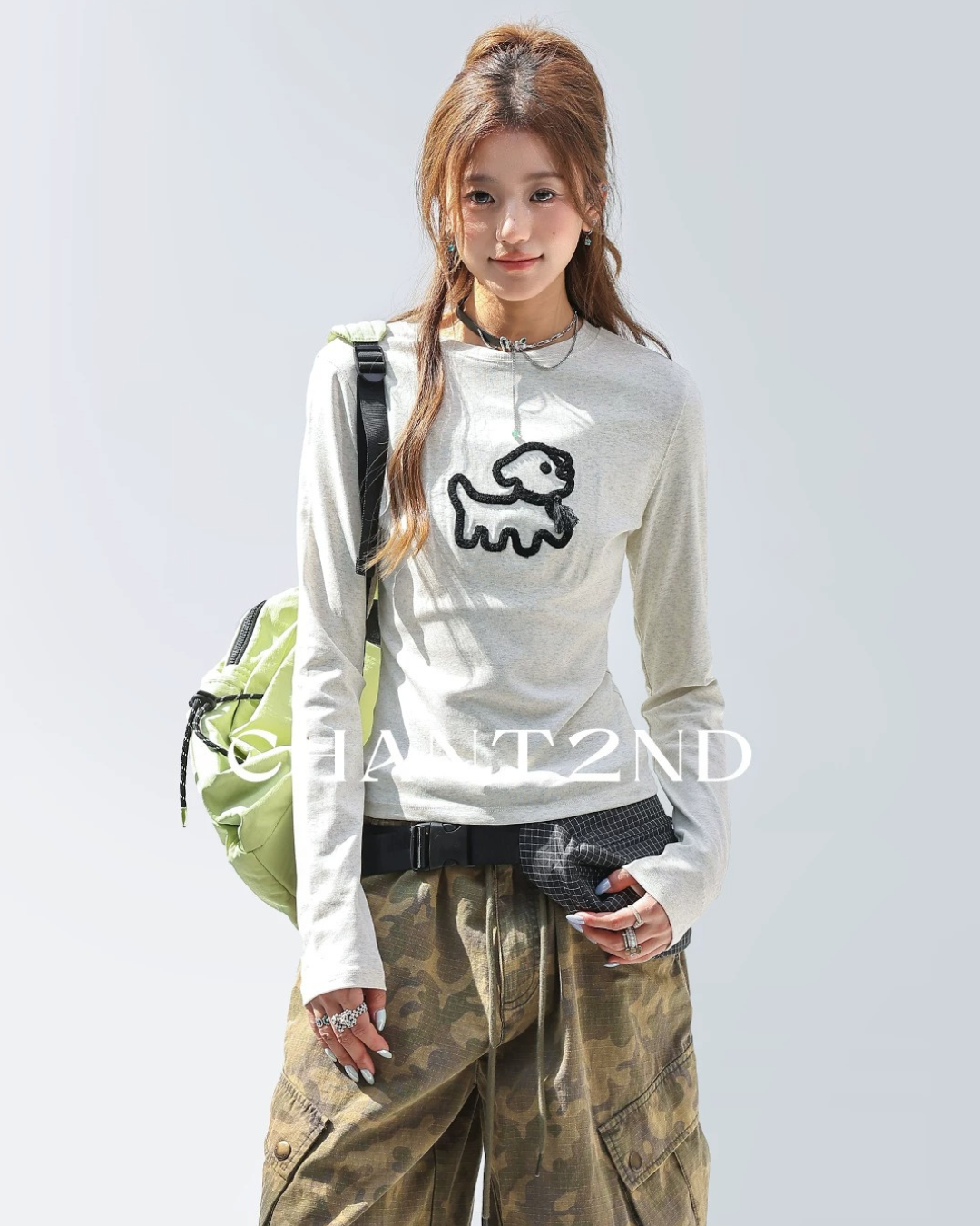 Line Art Dog Applique Knit Tee