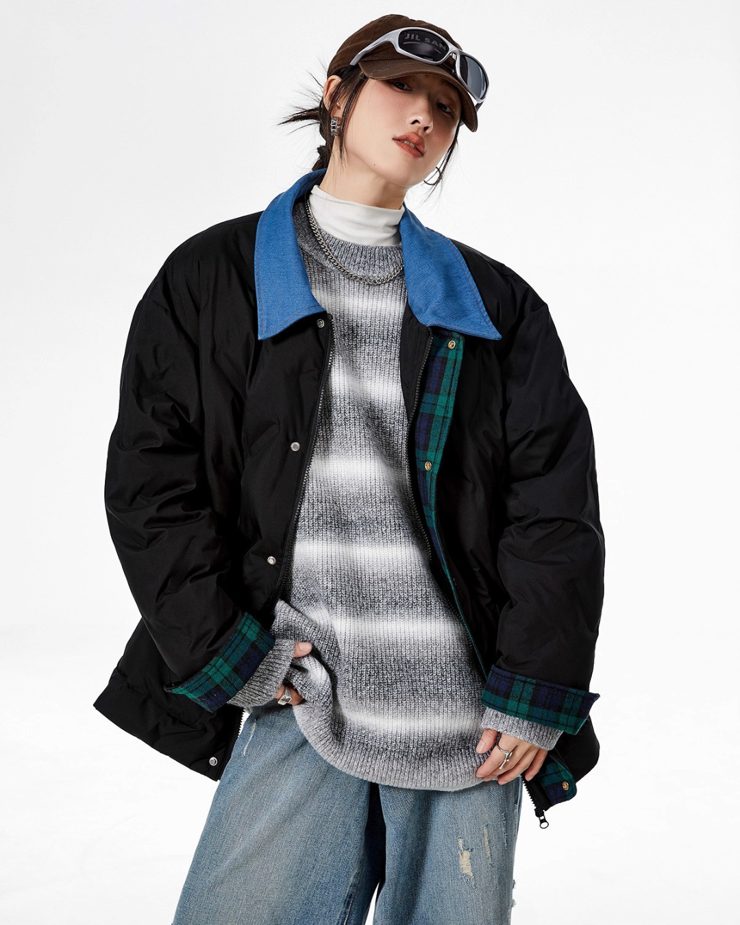 Contrast Collar Padded Jacket