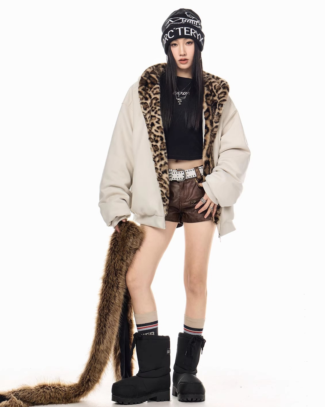 Leopard Lined Teddy Hoodie