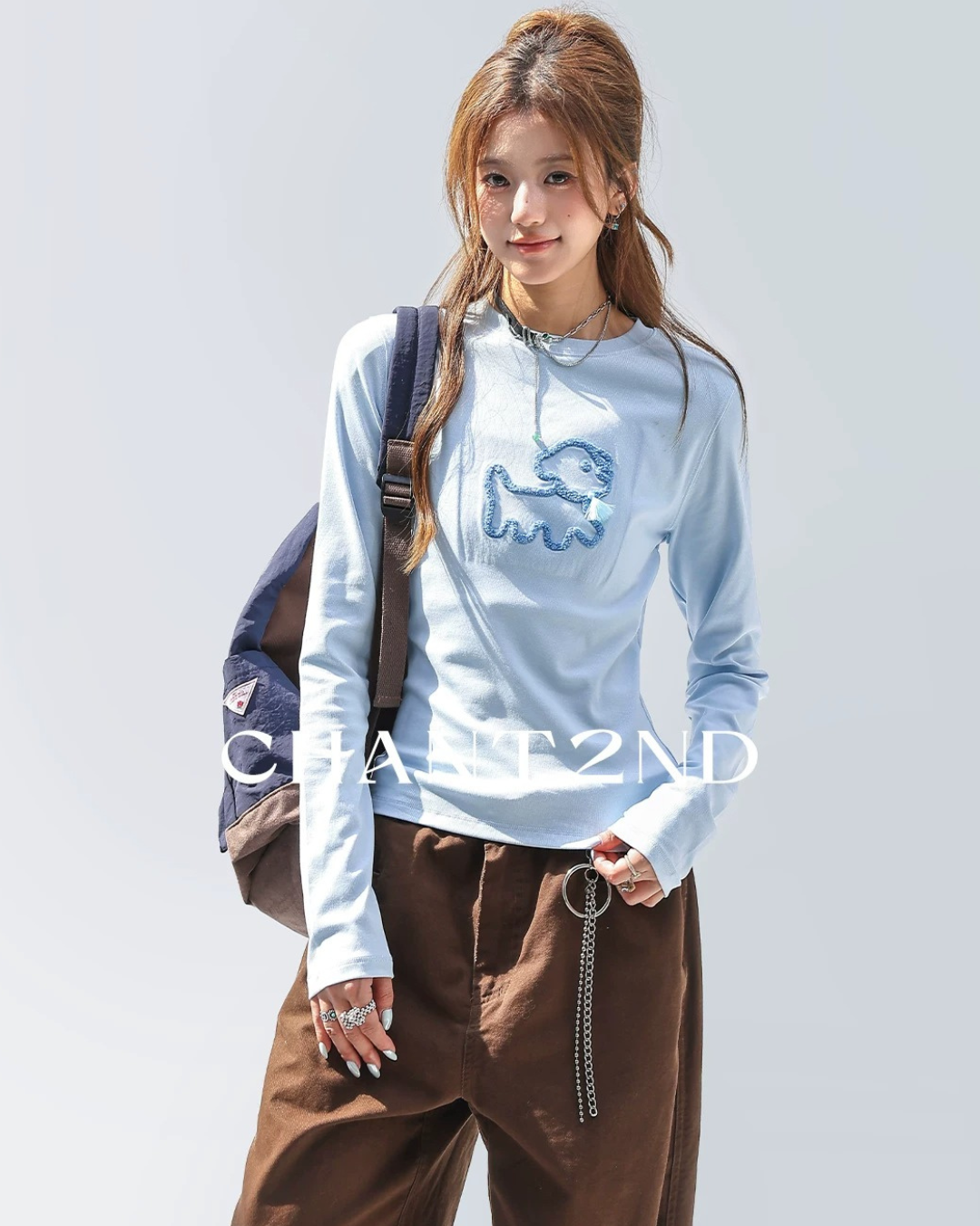 Line Art Dog Applique Knit Tee