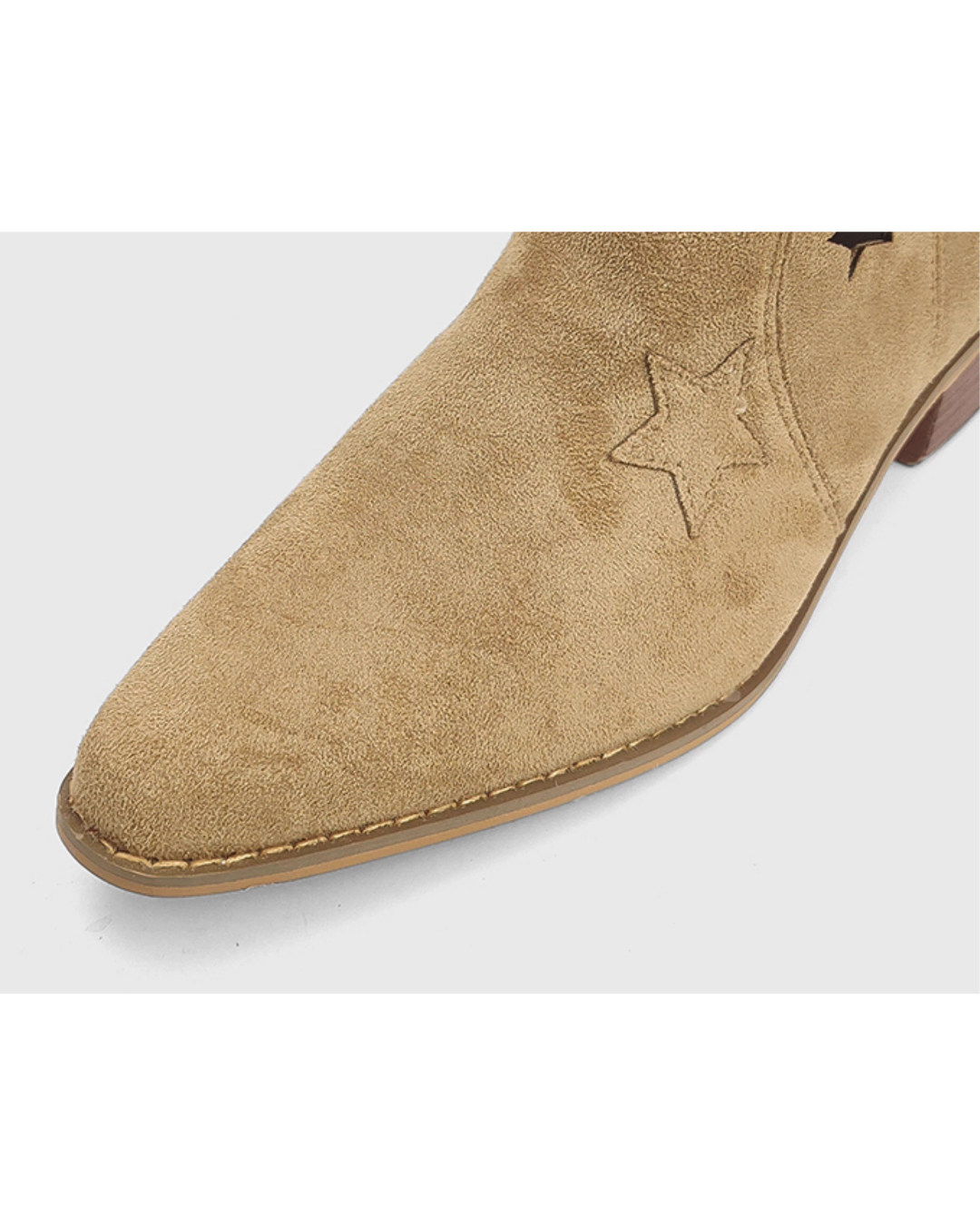 Star Cut Suede Western Boots[Beige]