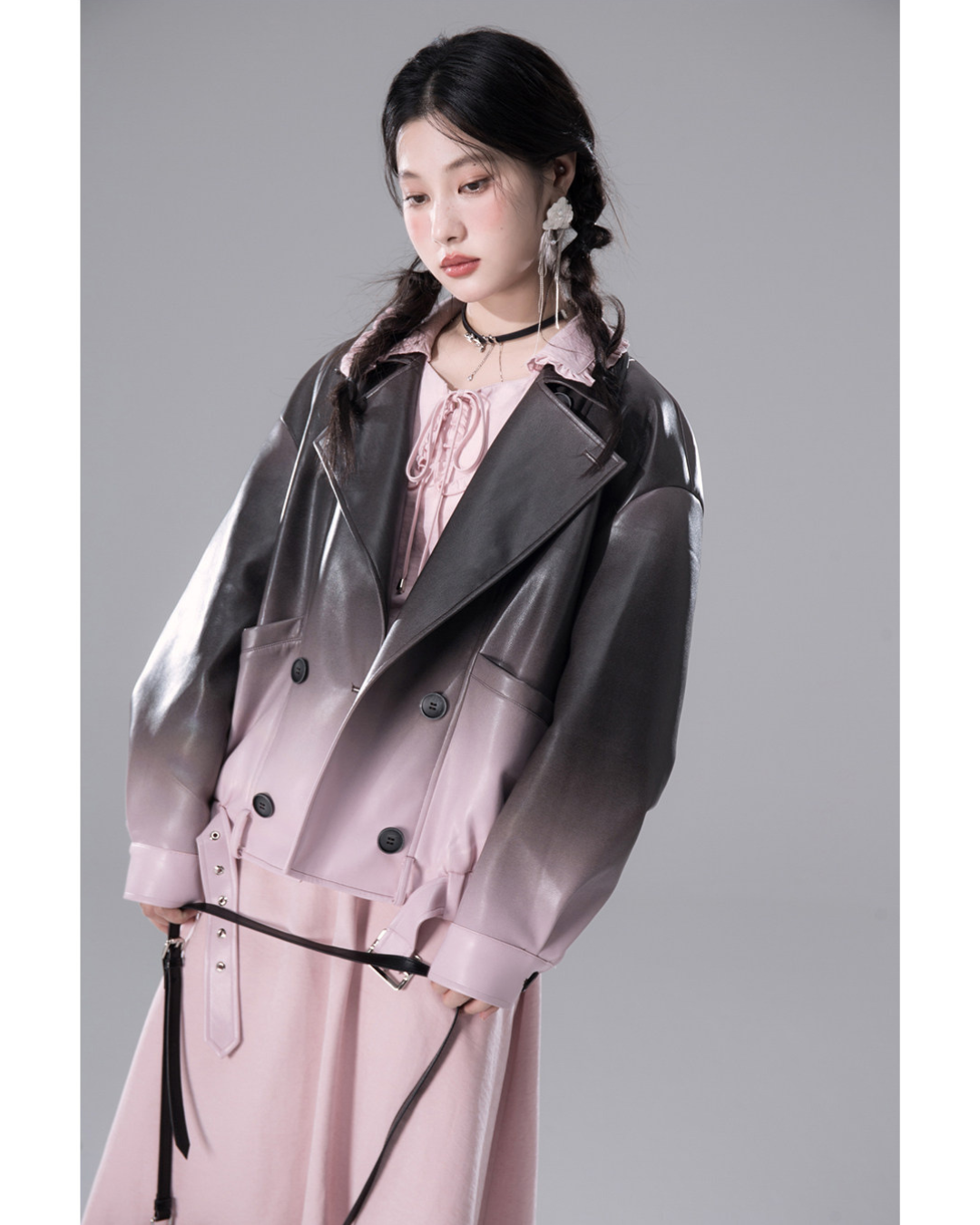 Gradient Vegan Leather Light Jacket