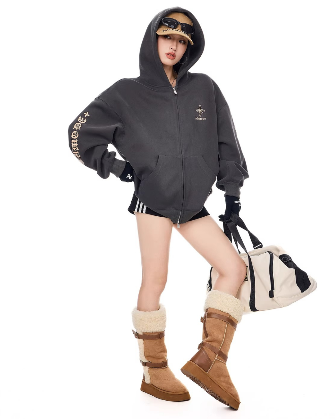 Bold Lettering Zip Hoodie