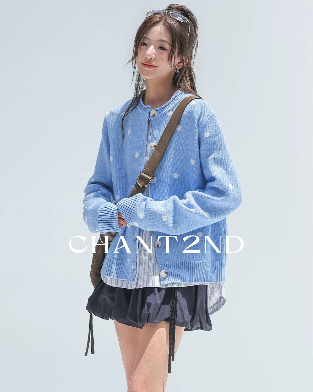 Powder Dot Crew Neck Cardigan
