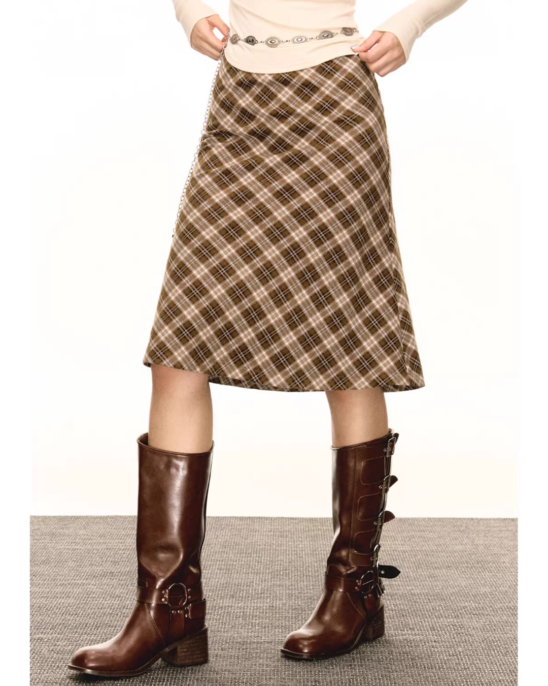 Tartan Check A-Line Skirt