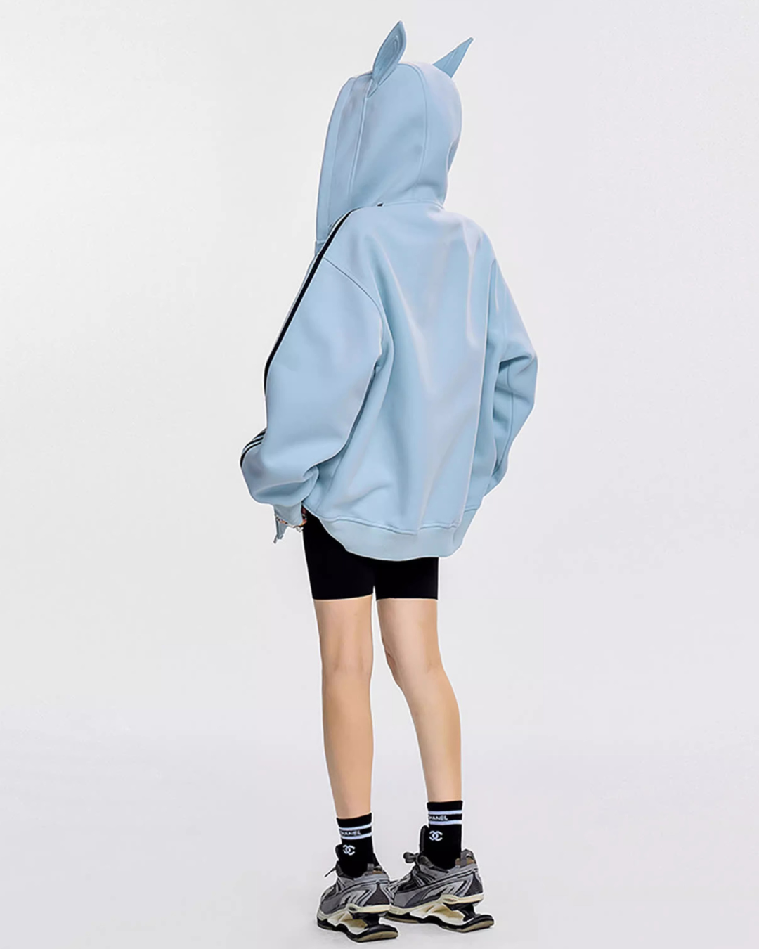 Cat Ear Line Track Zip Hoodie