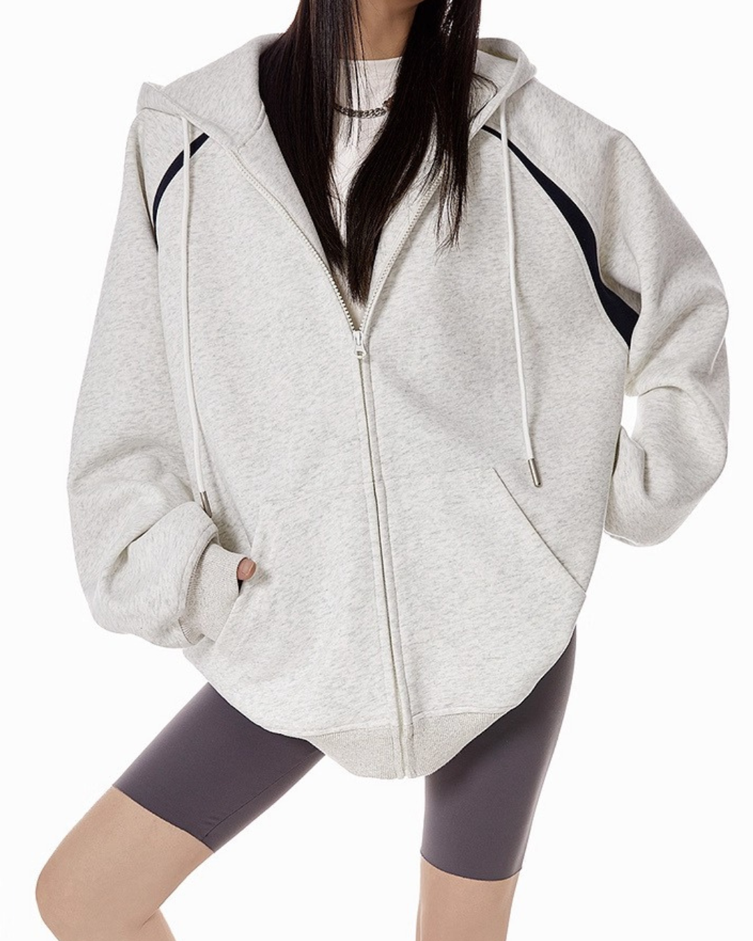 Panel Line Zip Hoodie