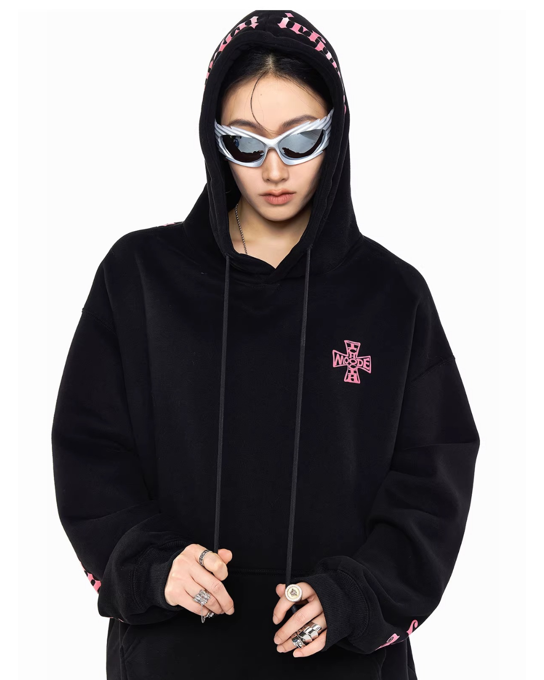 Sleeve Script Graphic Oversized Hoodie