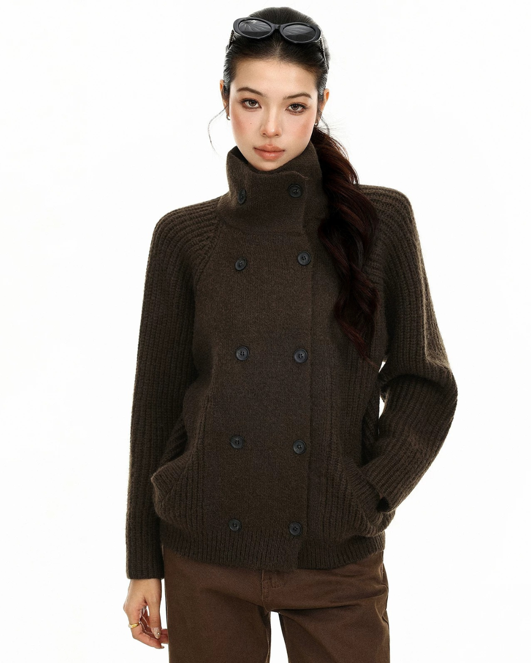 Double Breasted Knit Coat
