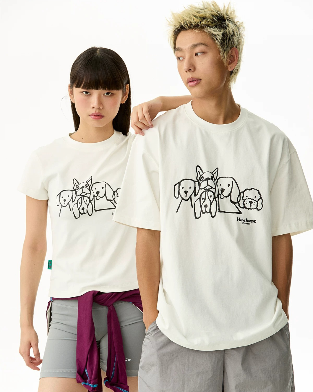 Dog Illustration Sleeve Top