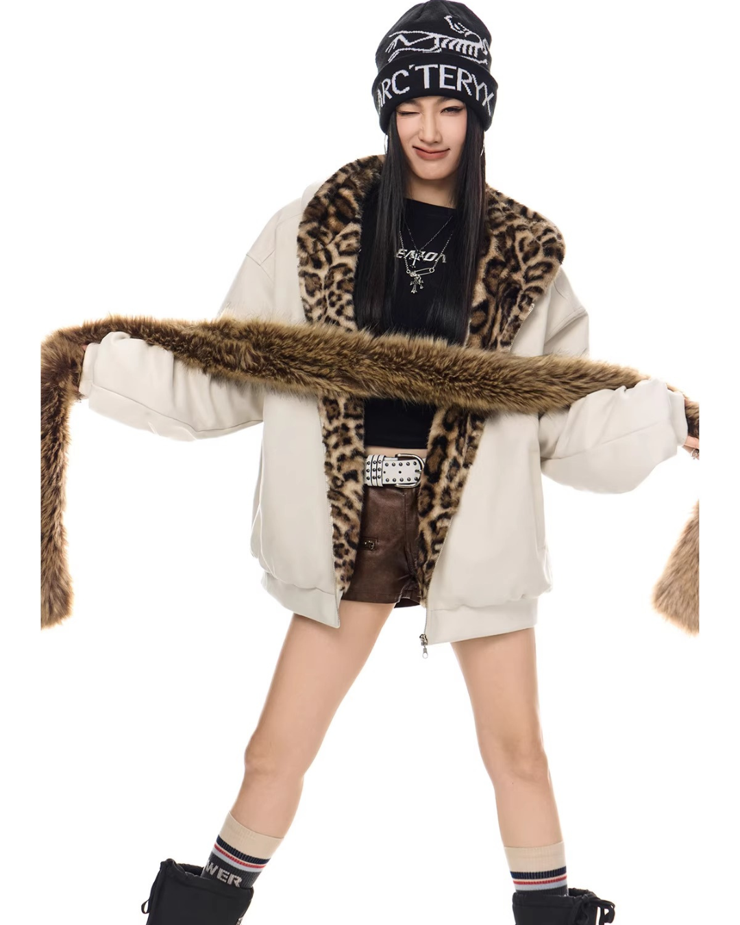 Leopard Lined Teddy Hoodie