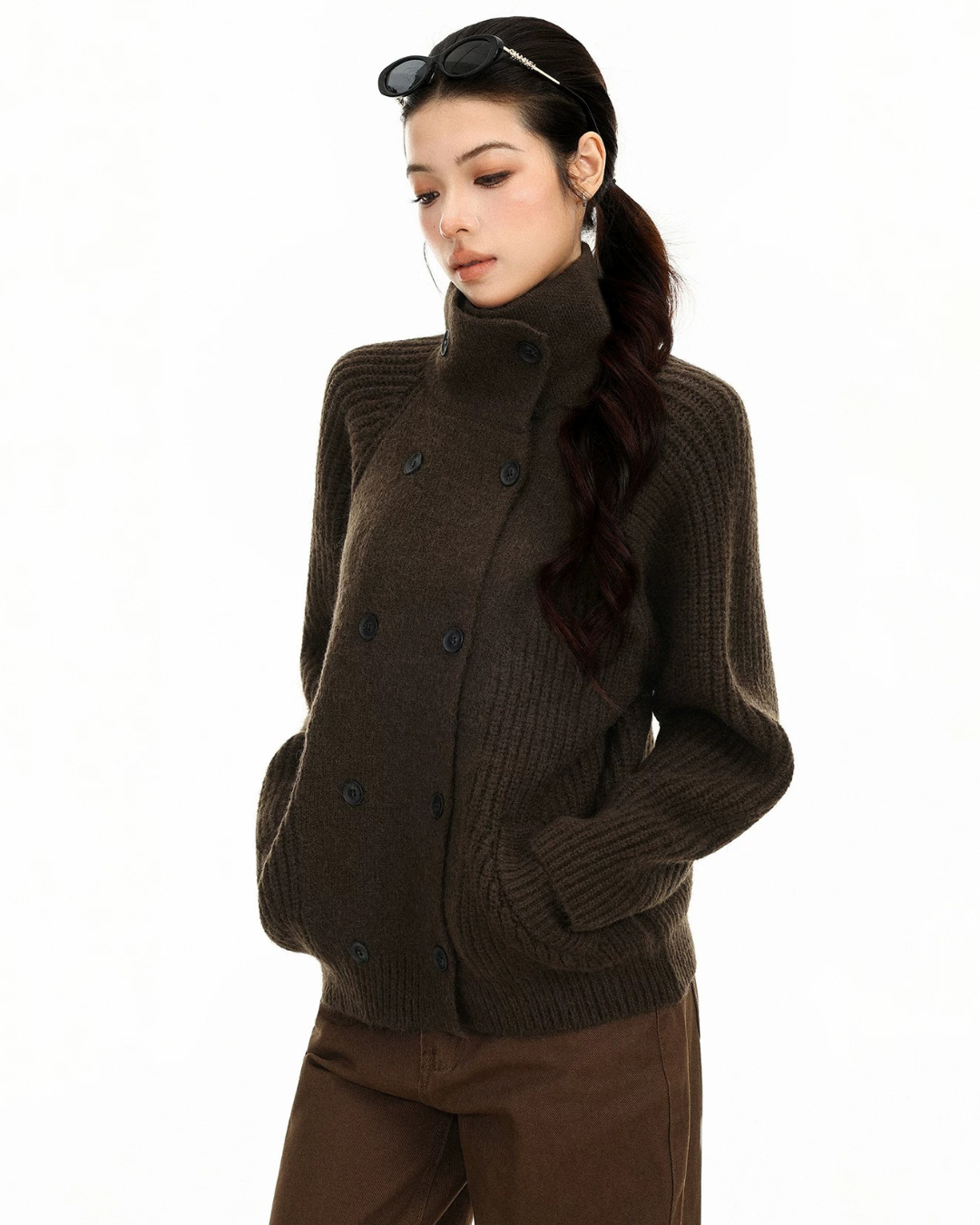 Double Breasted Knit Coat