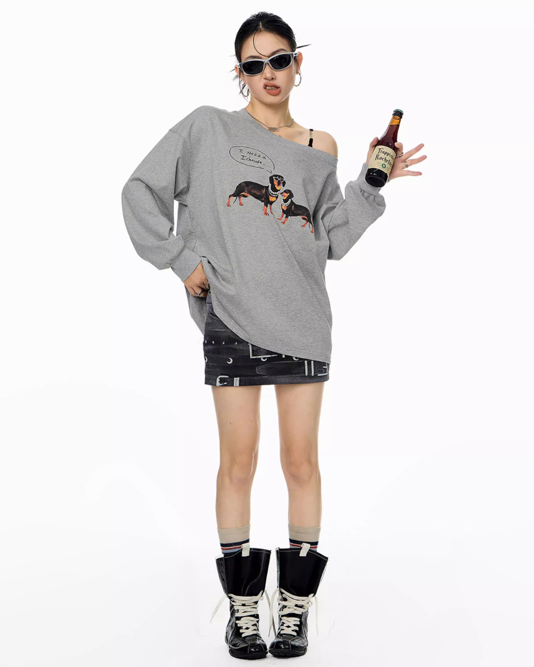 Dachshund Print Long Sleeve Tee