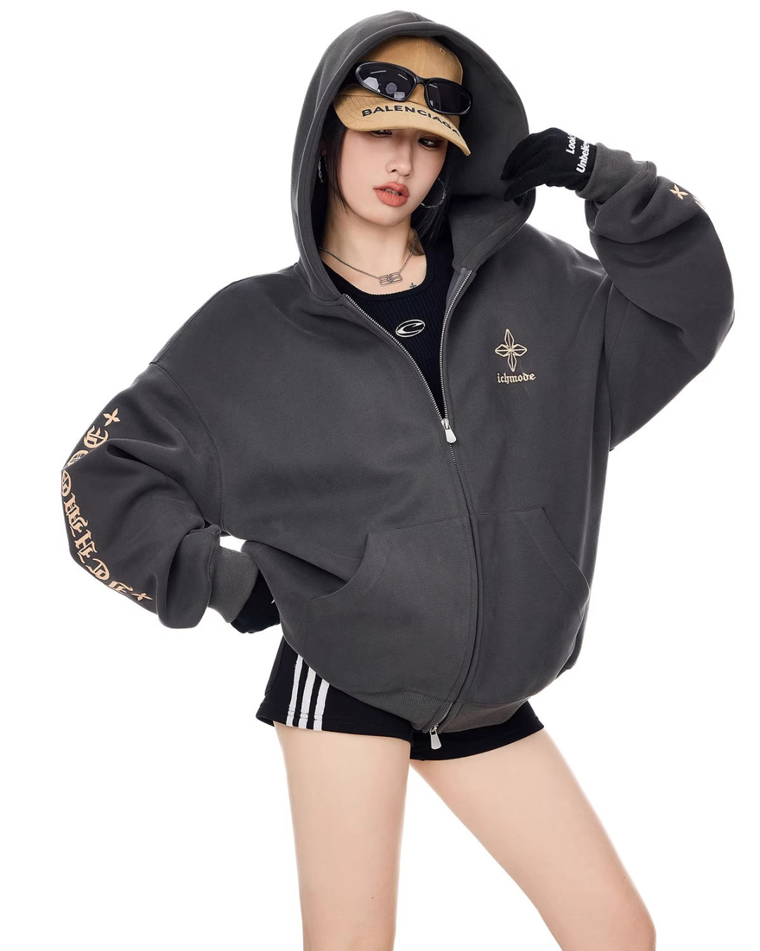 Bold Lettering Zip Hoodie