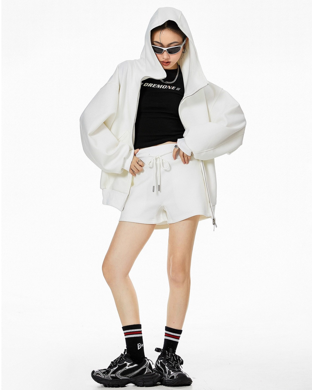 High Neck Essential Zip Hoodie