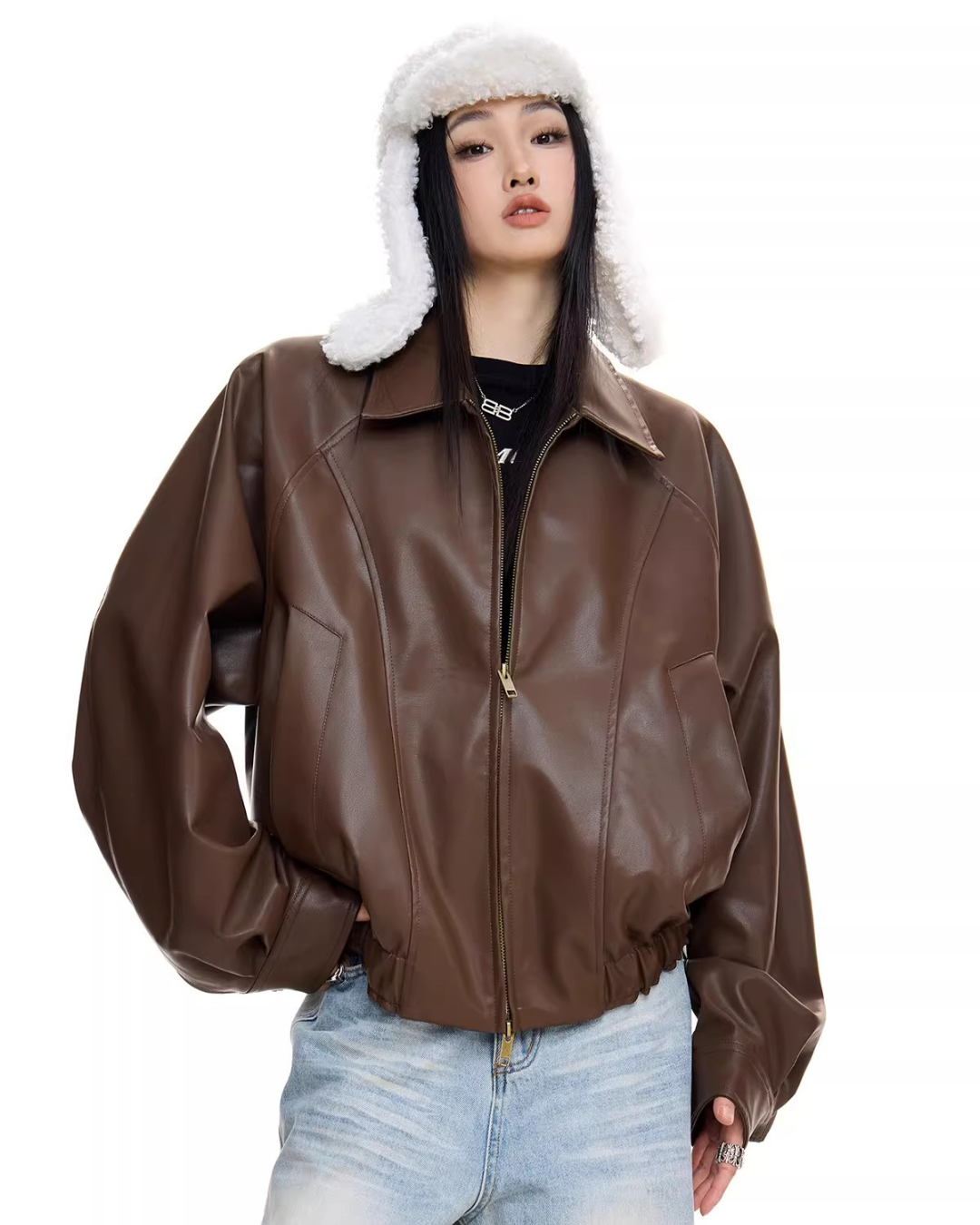 Soft Vegan Leather Balloon Jacket