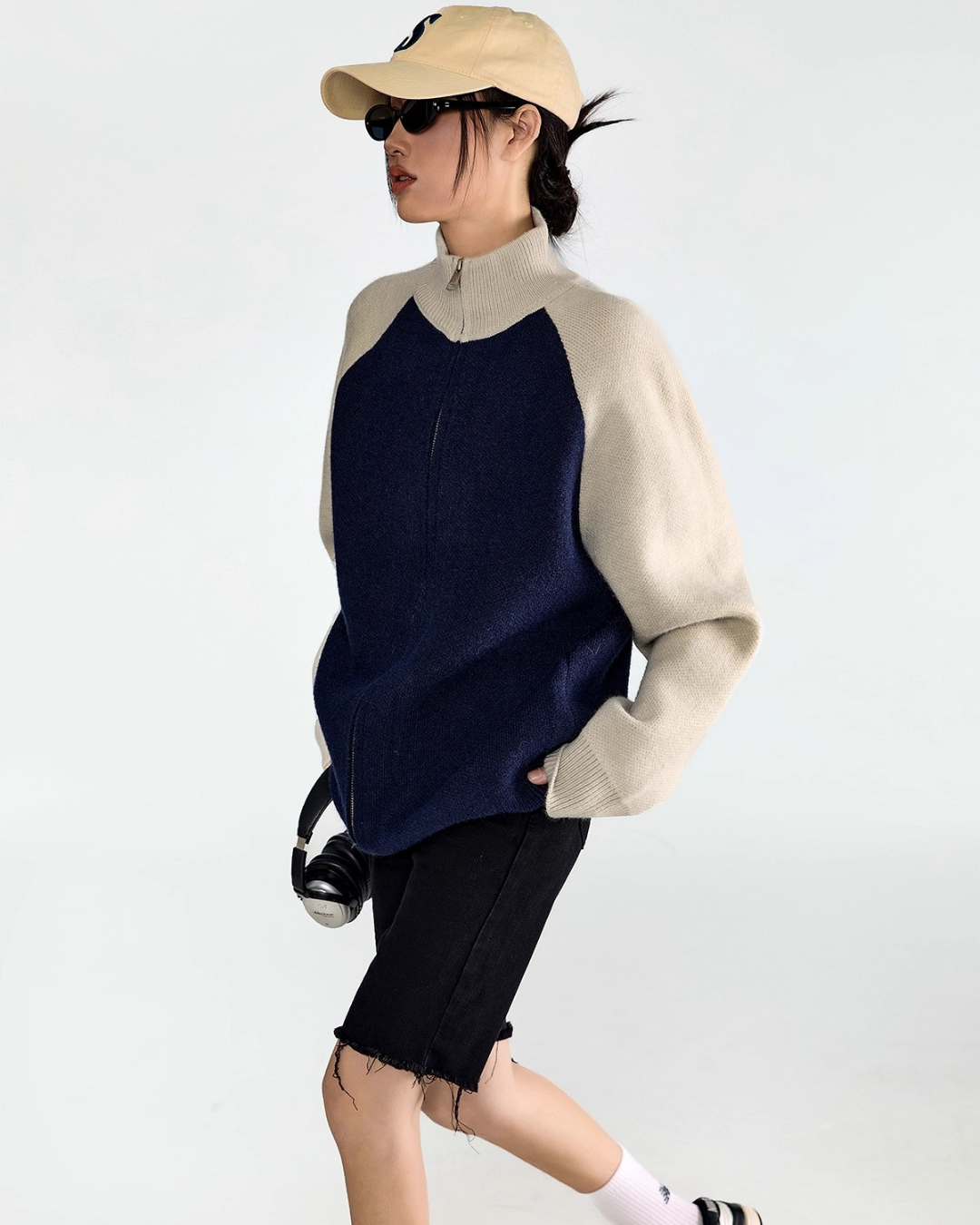 Few Contrast Zip Knit Jacket