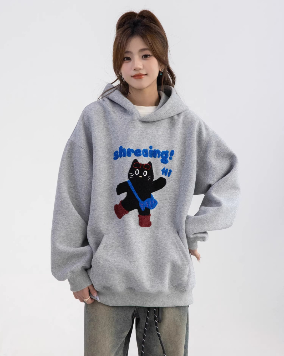 Shreing Cat Graphic Hoodie