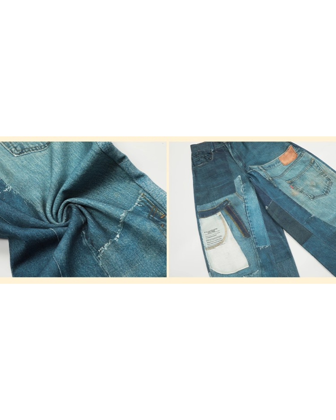 Patchwork Print Wide Denim