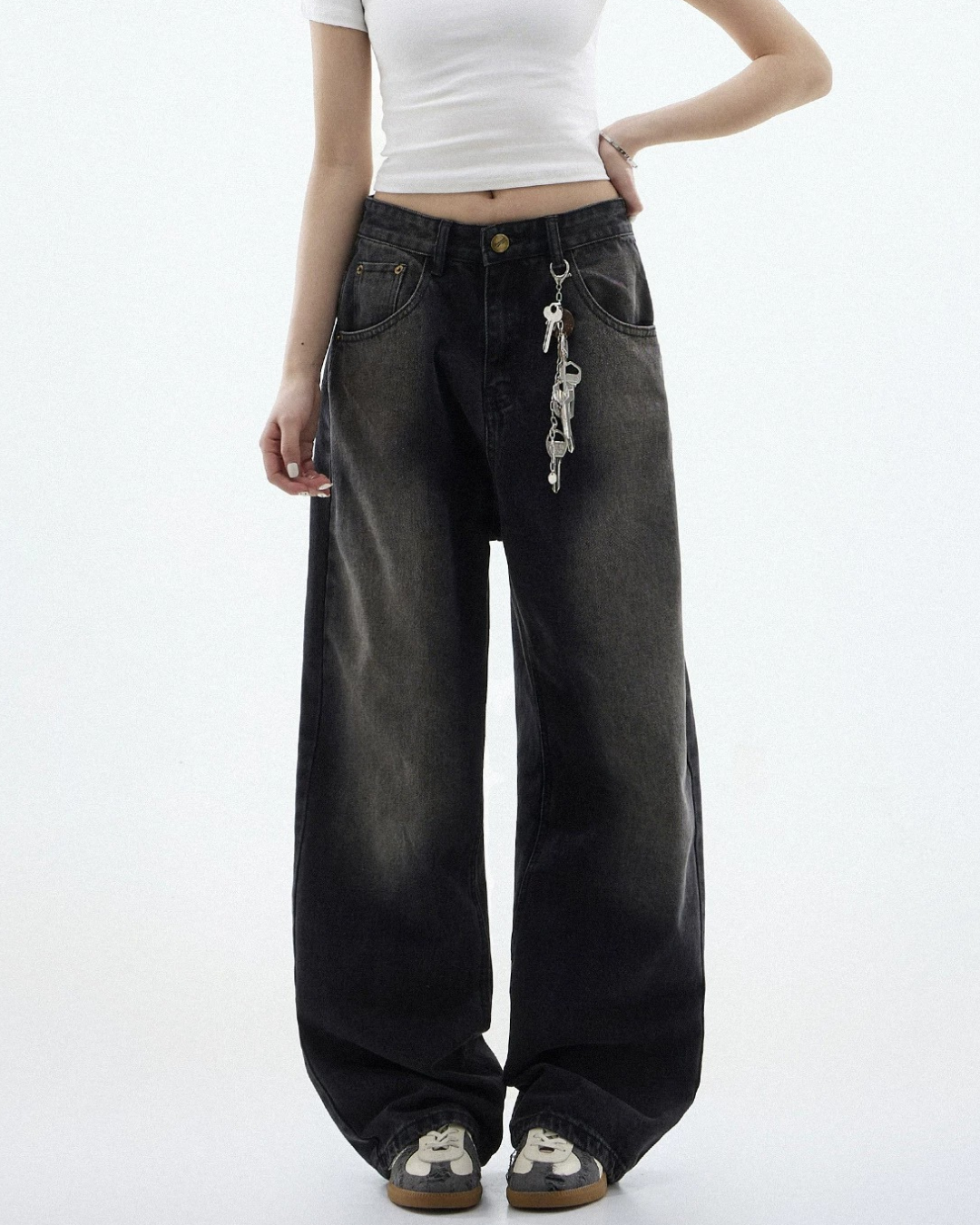 Washed Tone Maxi Wide Jeans
