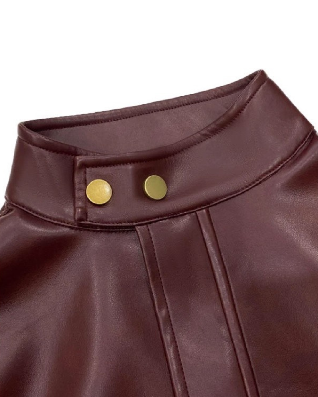 Burgundy Leather Zip Jacket