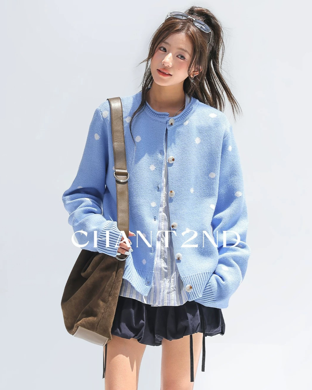 Powder Dot Crew Neck Cardigan