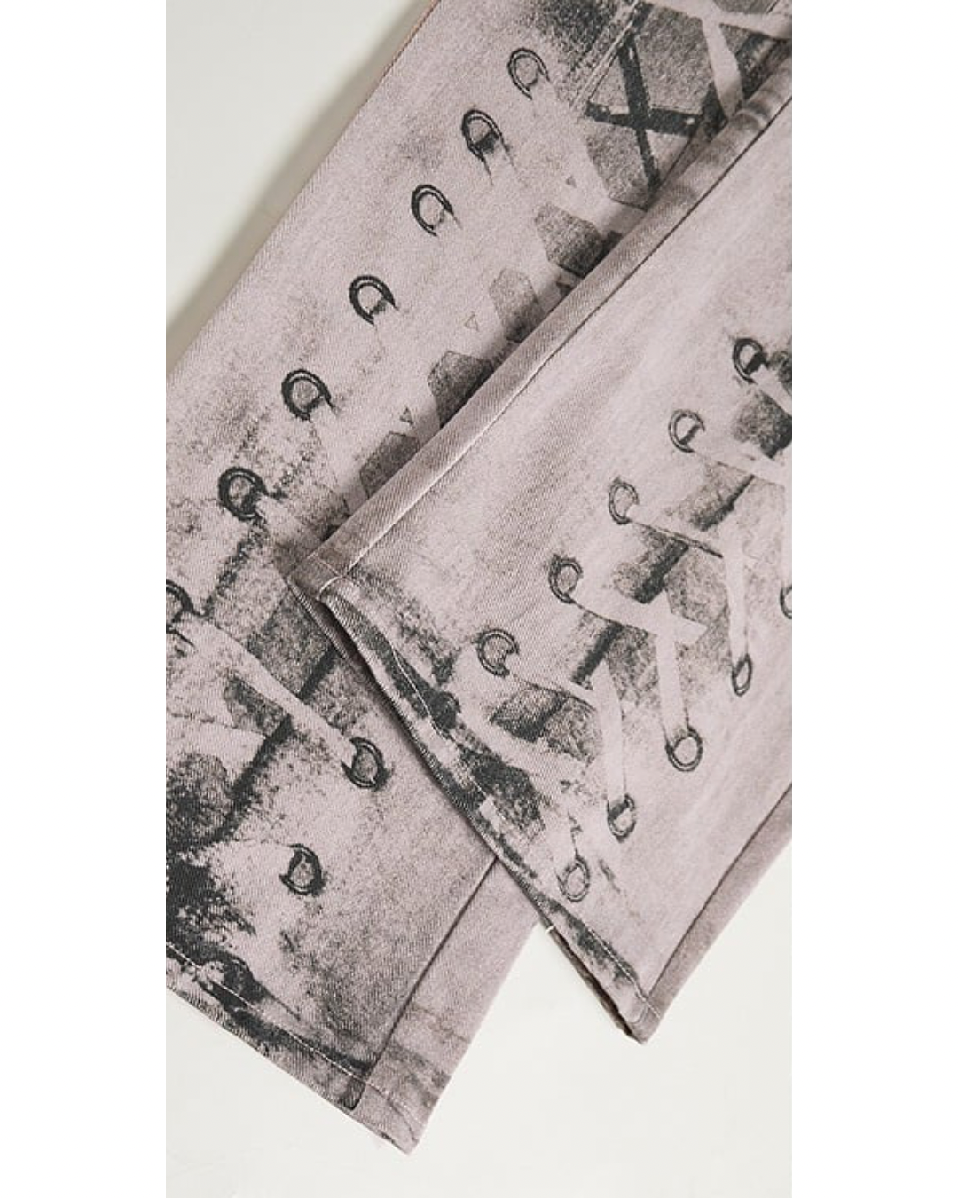 Lace-Up Printed Wide Jeans