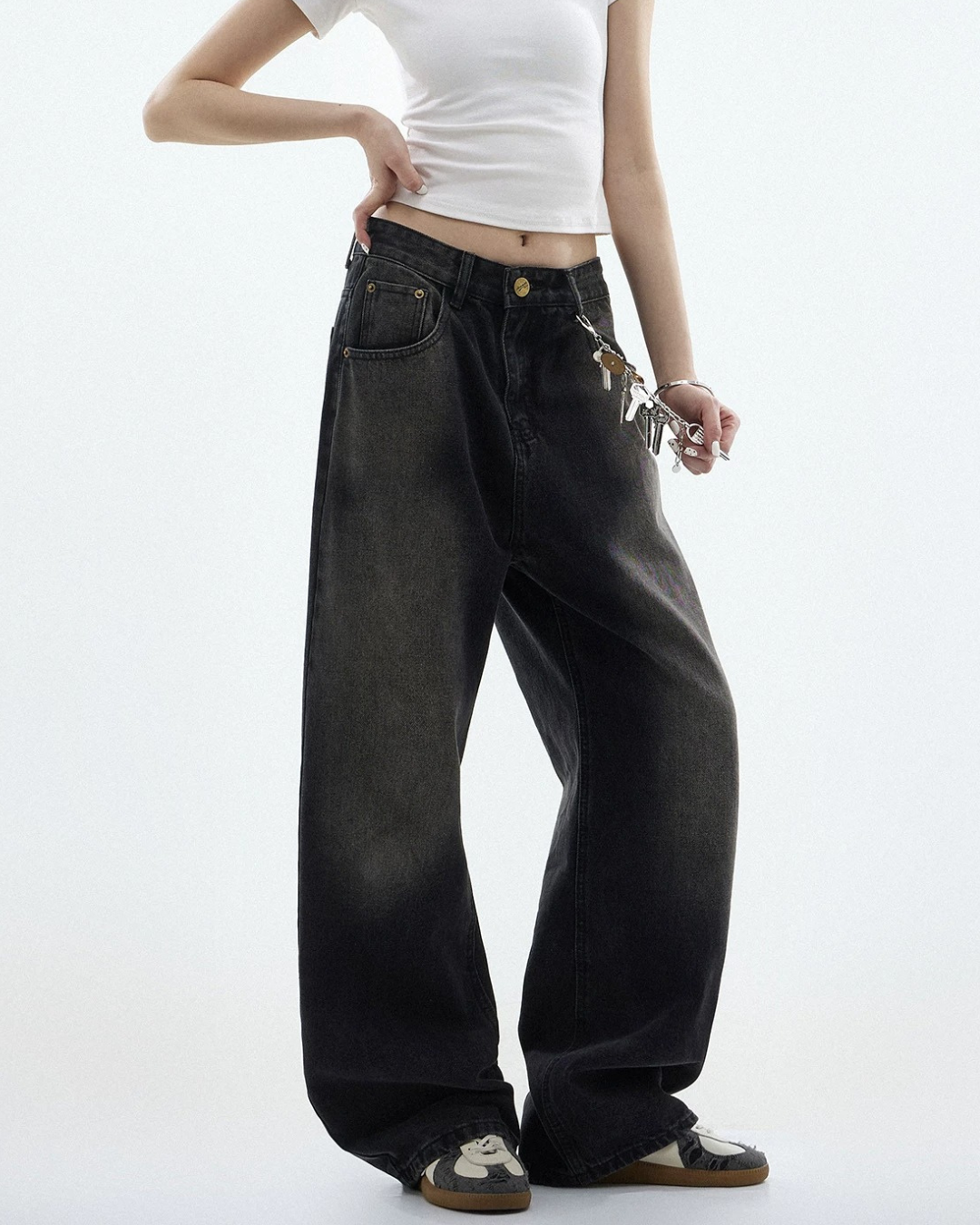 Washed Tone Maxi Wide Jeans