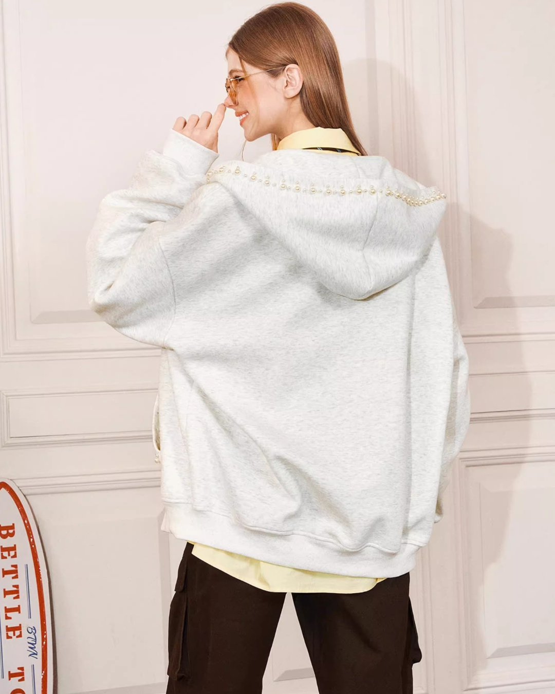 Pearl Trim Zip Hoodie