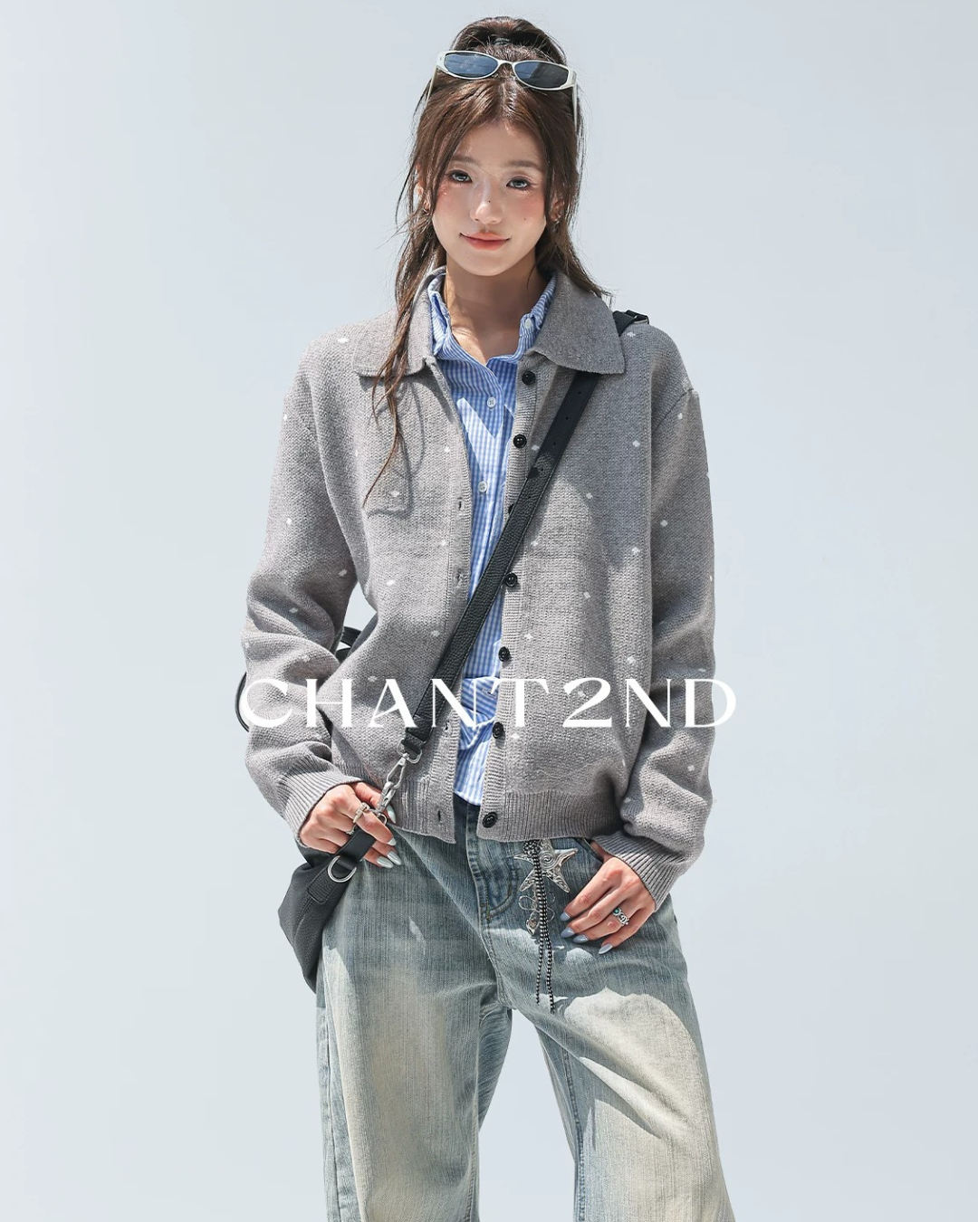 Heather Grey Dot Knit Shirt Jacket