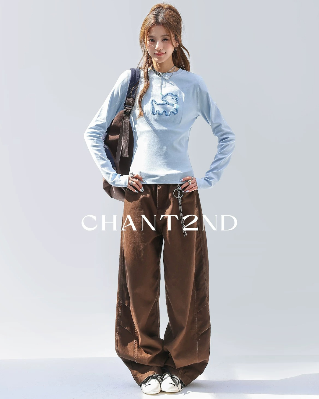 Line Art Dog Applique Knit Tee
