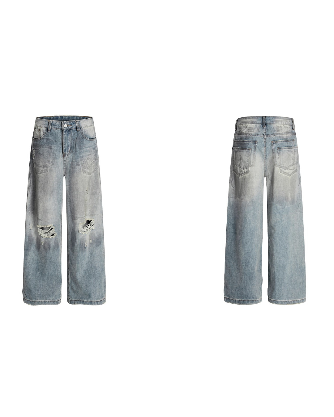 Ripped Wide Denim Pants