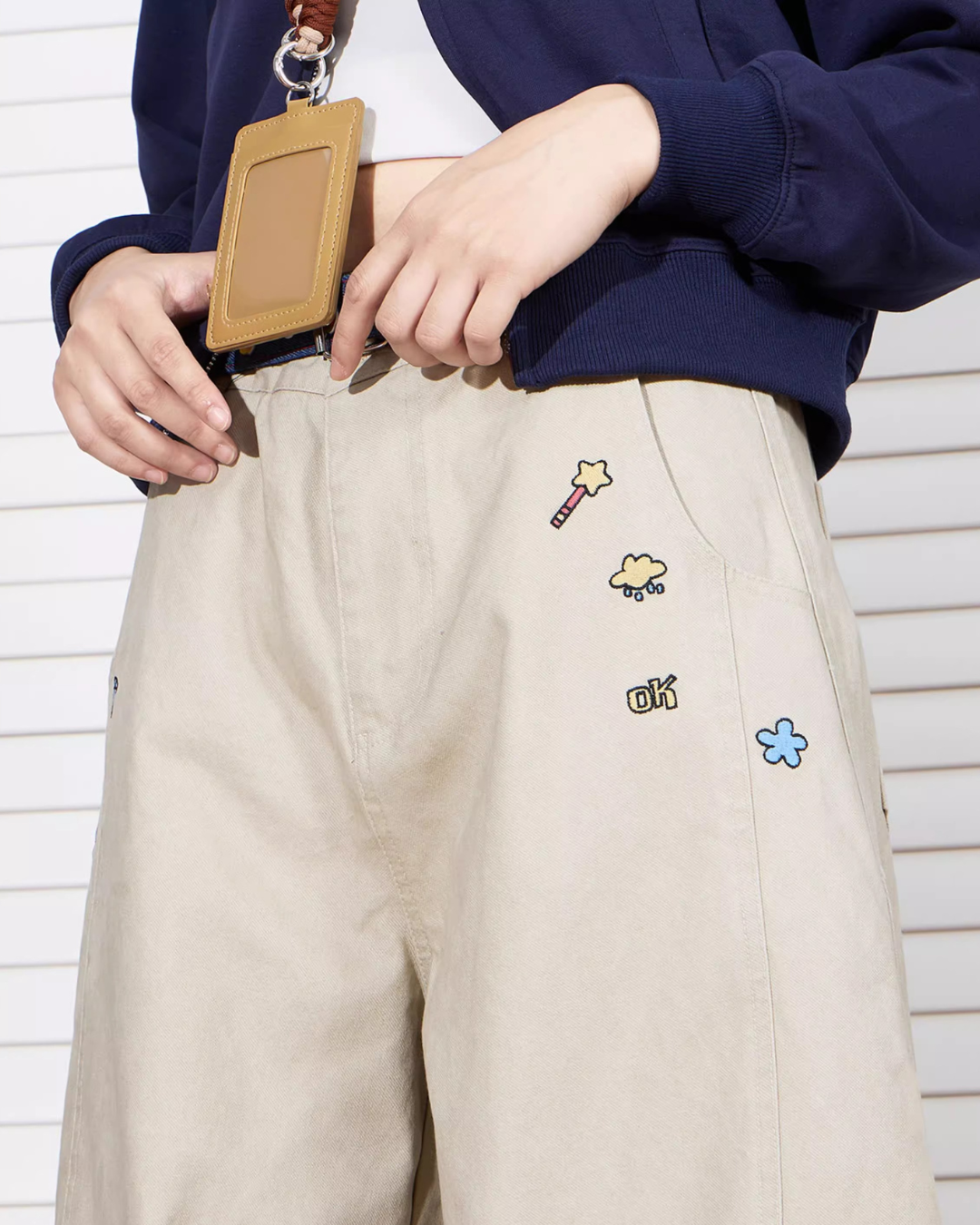 Playful Embroidered Wide Pants