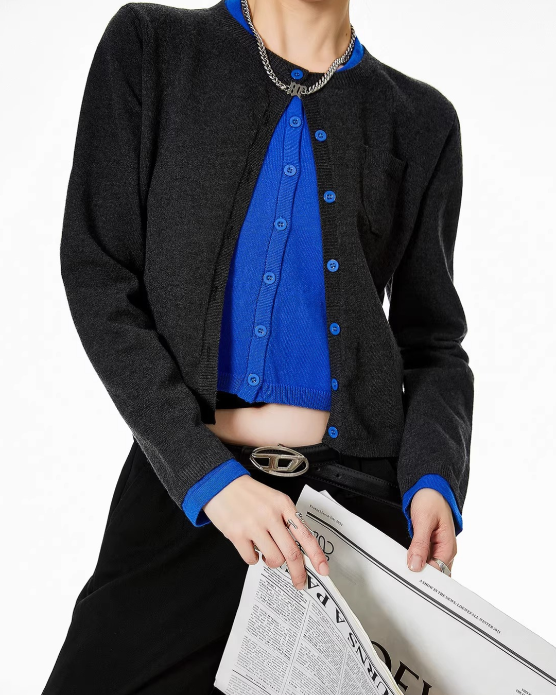 Double Layered Short Knit Cardigan