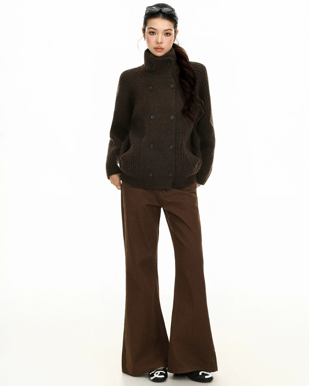 Double Breasted Knit Coat