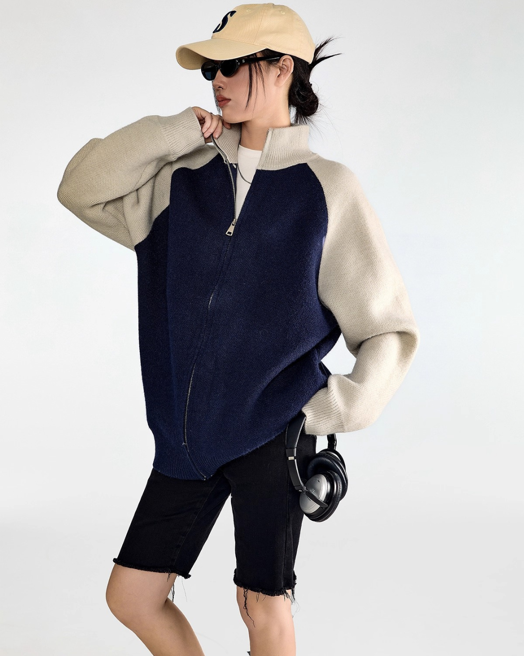 Few Contrast Zip Knit Jacket