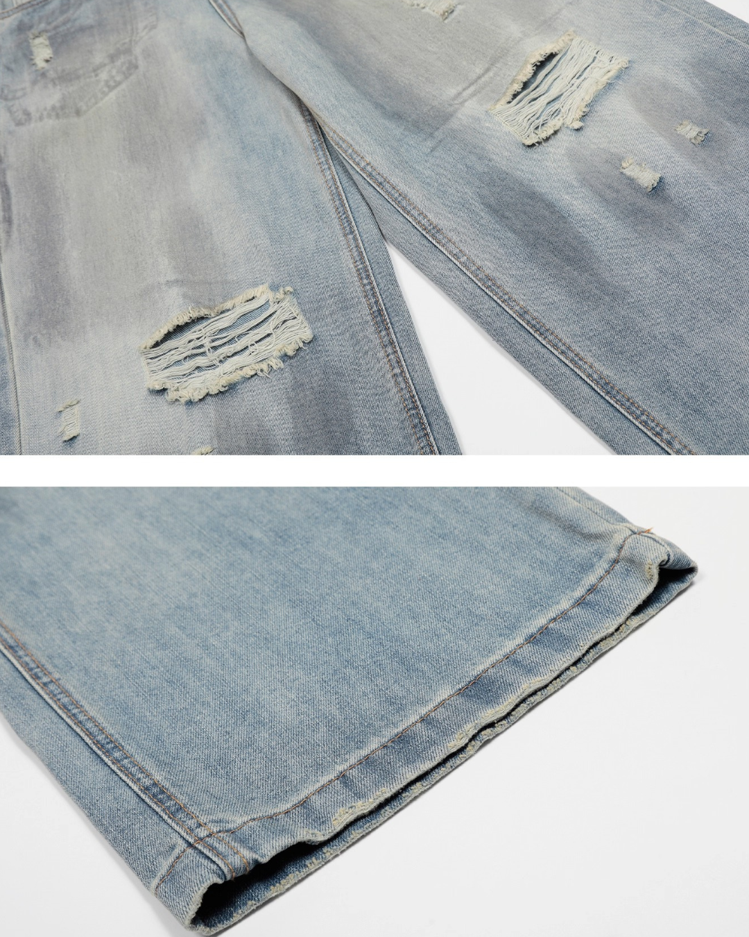 Ripped Wide Denim Pants