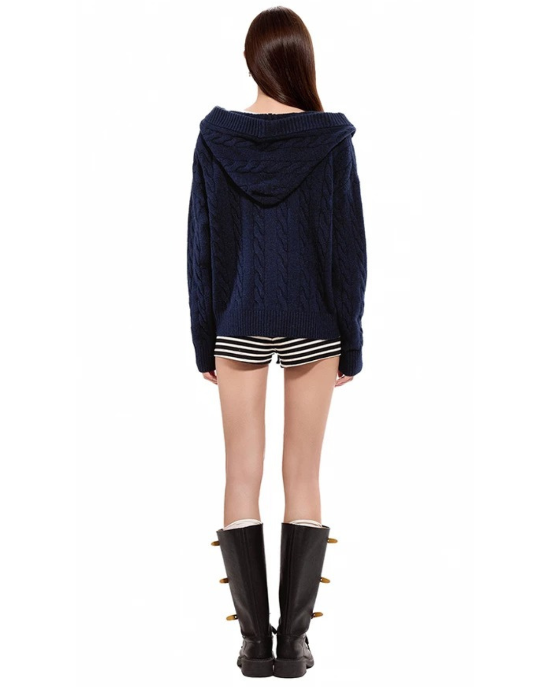 Hooded Cable Cardigan