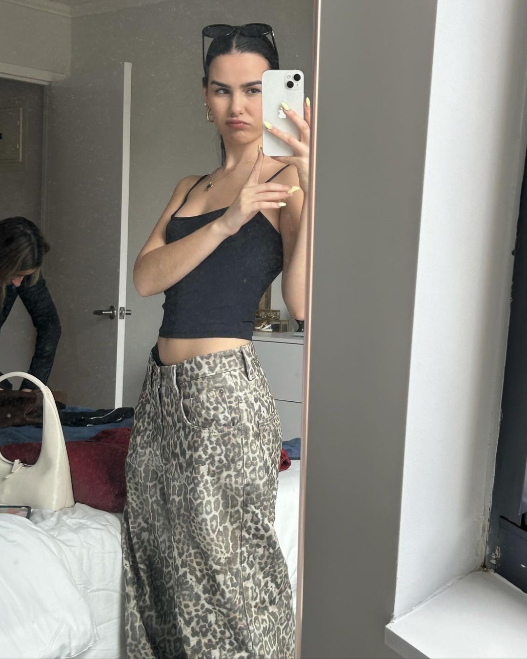 Wide-Fit Leopard Jeans