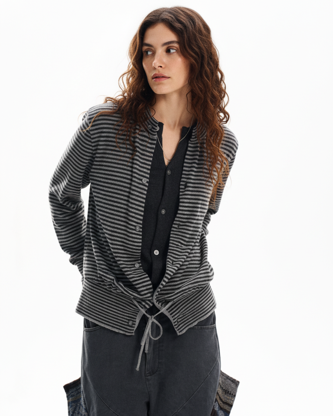 Button-Up Mixed Texture Top