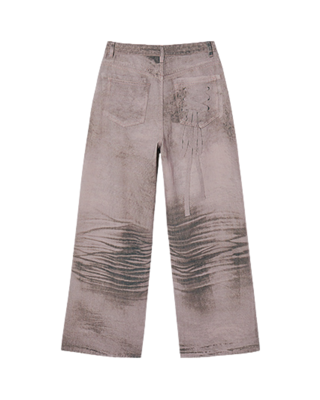 Lace-Up Printed Wide Jeans