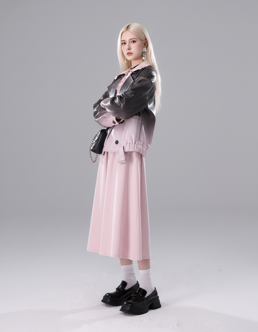 Gradient Vegan Leather Light Jacket