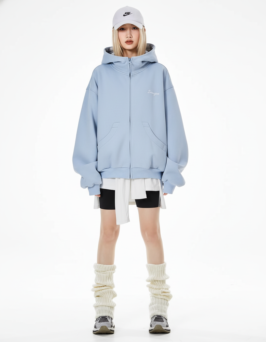 Check Inner Oversized Hoodie