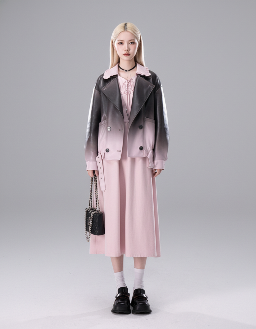 Gradient Vegan Leather Light Jacket