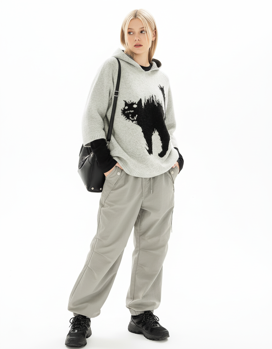 Animal Graphic Knit Hoodie