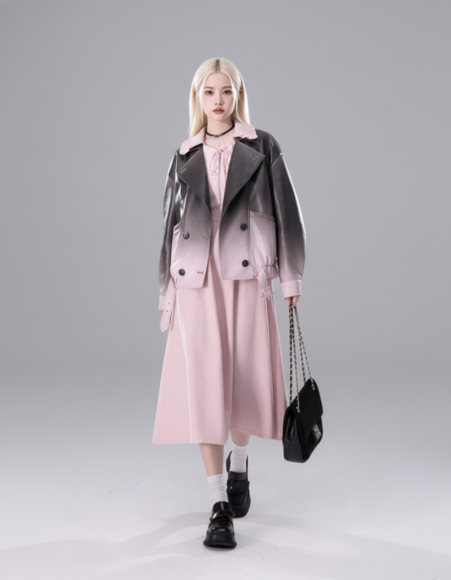 Gradient Vegan Leather Light Jacket